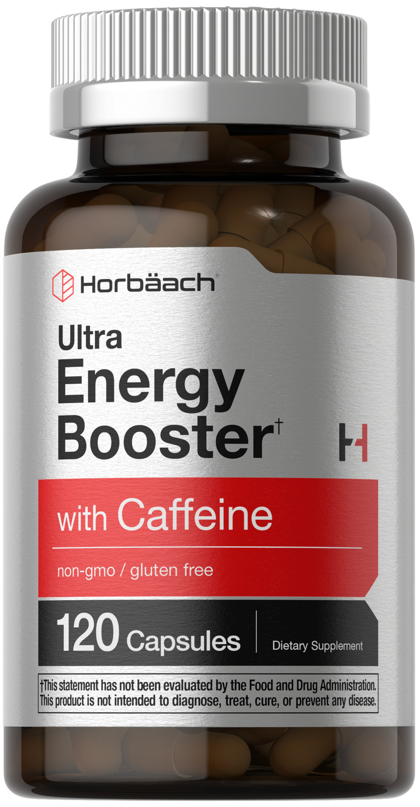 Ultra Energy Supplement | 120 Capsules | Caffeine & Vitamin B12 | by Horbaach