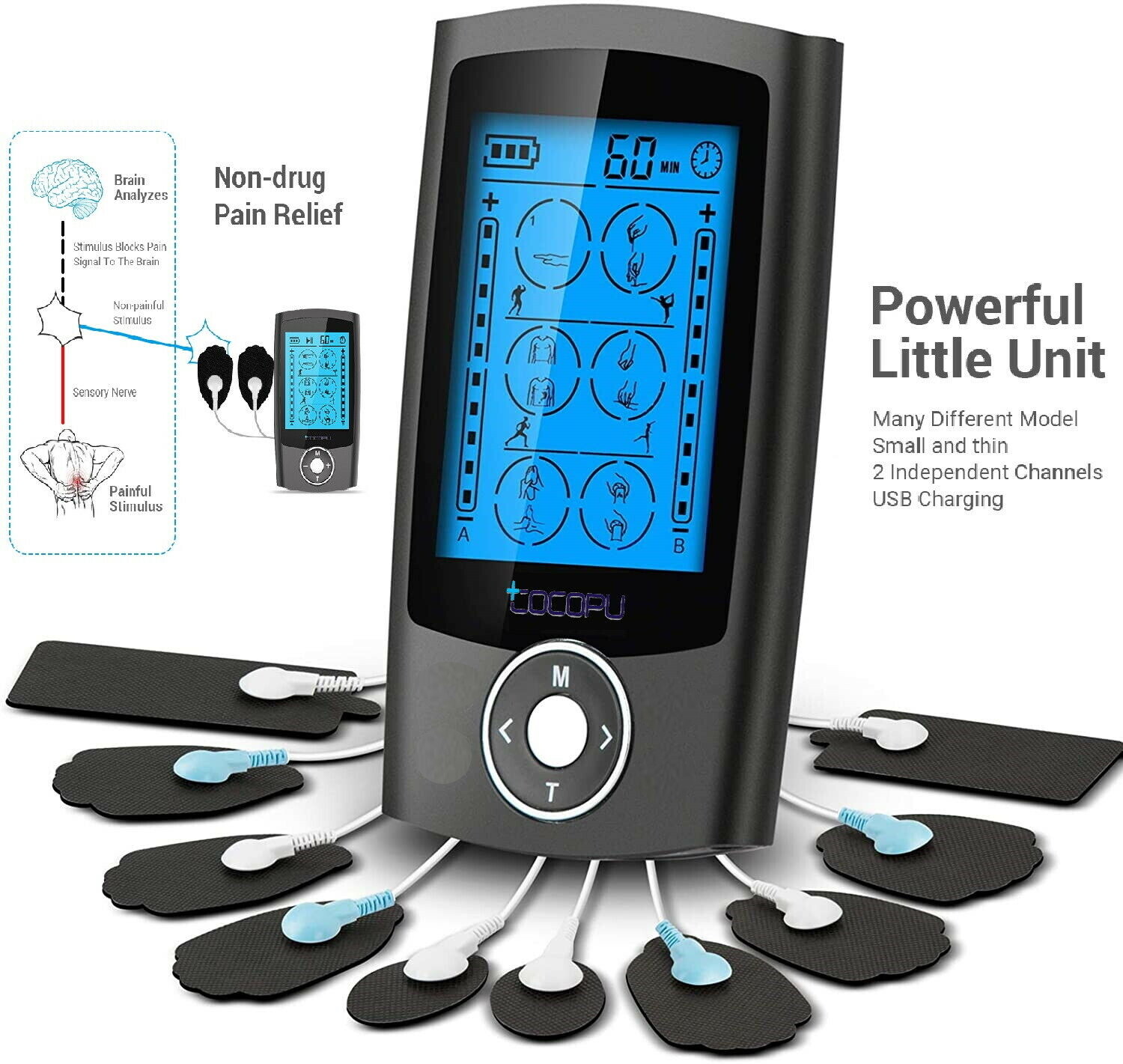 24 Modes Tens Unit Muscle Stimulator Machine Pulse Massager Therapy- Pain Relief