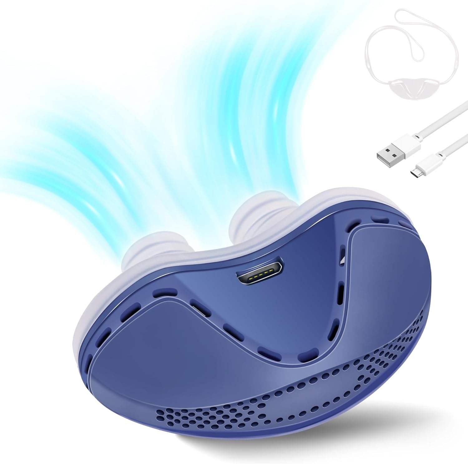 ABS Electric Stop Snoring Device Depth Sleep Anti Snore Silicone Correction Blue