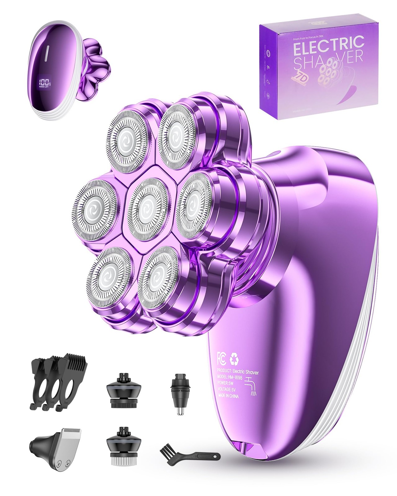 5-in-1 Electric Razors for Women, 7D Magnetic Heads Full Body Shaver, Purple