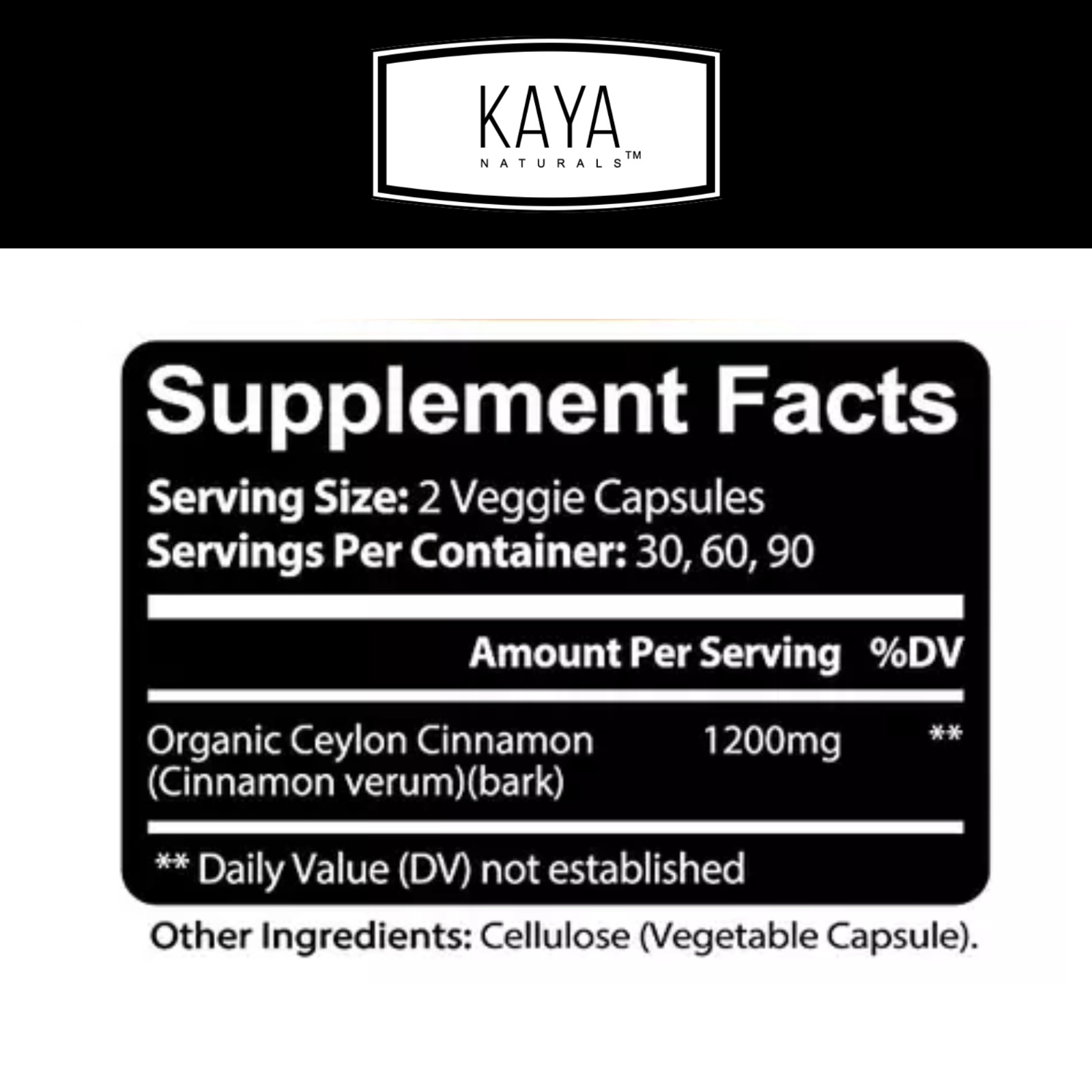 True Organic Ceylon Cinnamon Capsules 1200mg Highest Potency Blood Sugar Support
