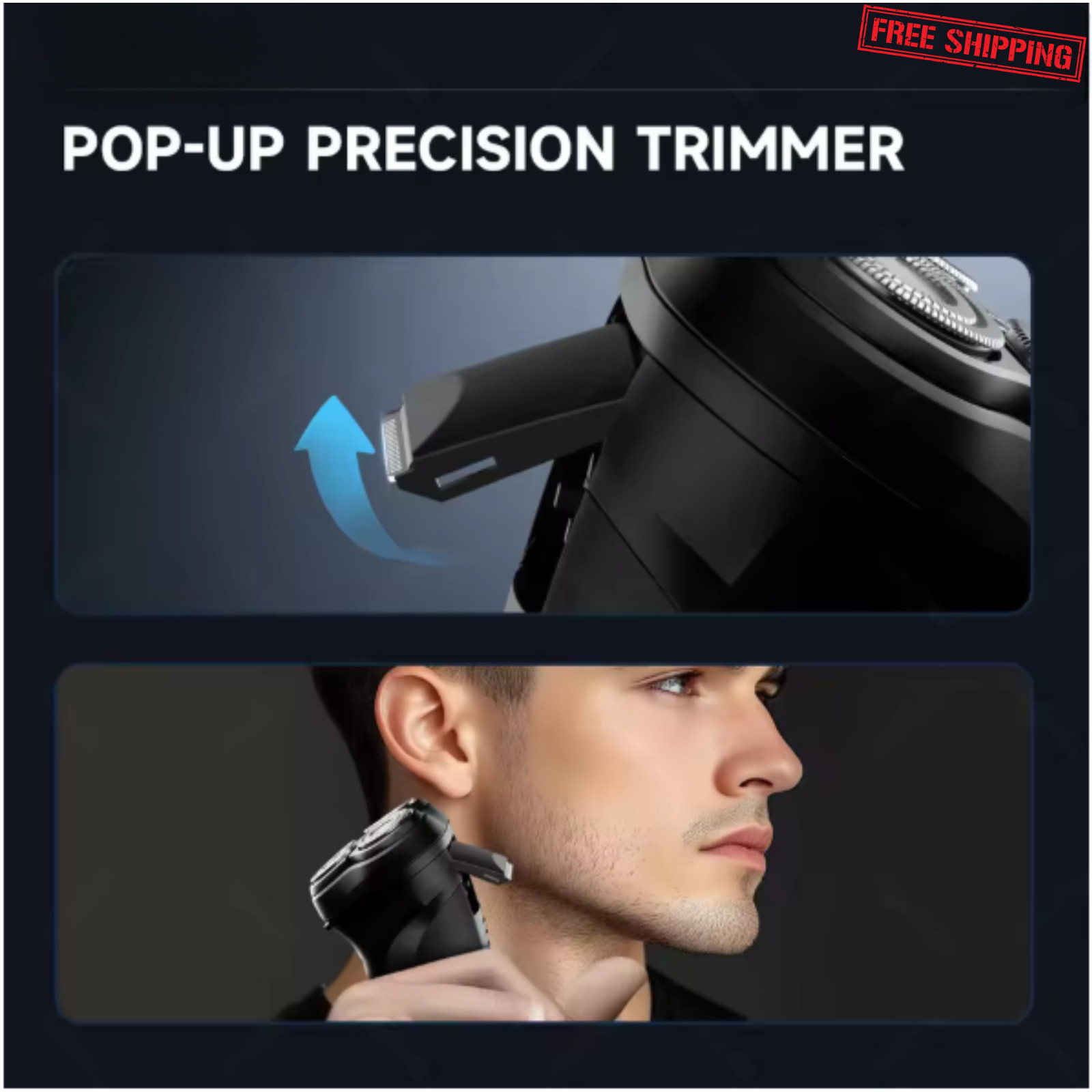 Men Cordless Electric Shaver 3D Floating Rotary Razor Beard Trimmer Type-C