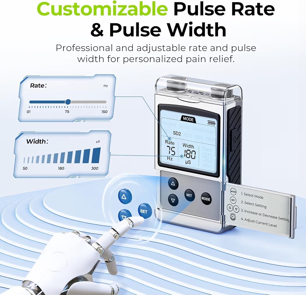 Rechargeable TENS Unit Muscle Stimulator Massager Dual Channel Back Pain Auvon