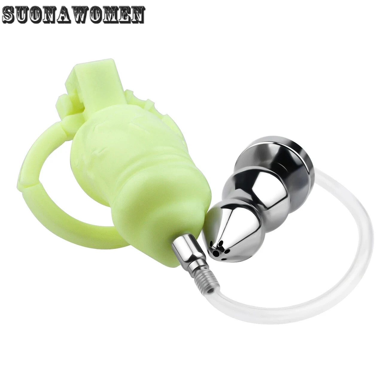 Chastity Cage with Metal Combination Plastic Cage with Self-Adjusting Snap Rings