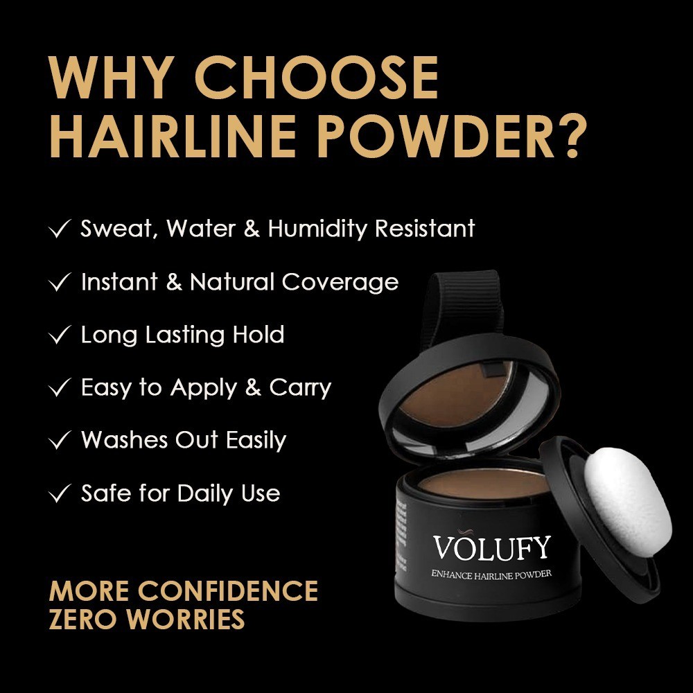 Volufy Hairline Powder , Root Touch up powder Hair Fiber For Thinning Hair