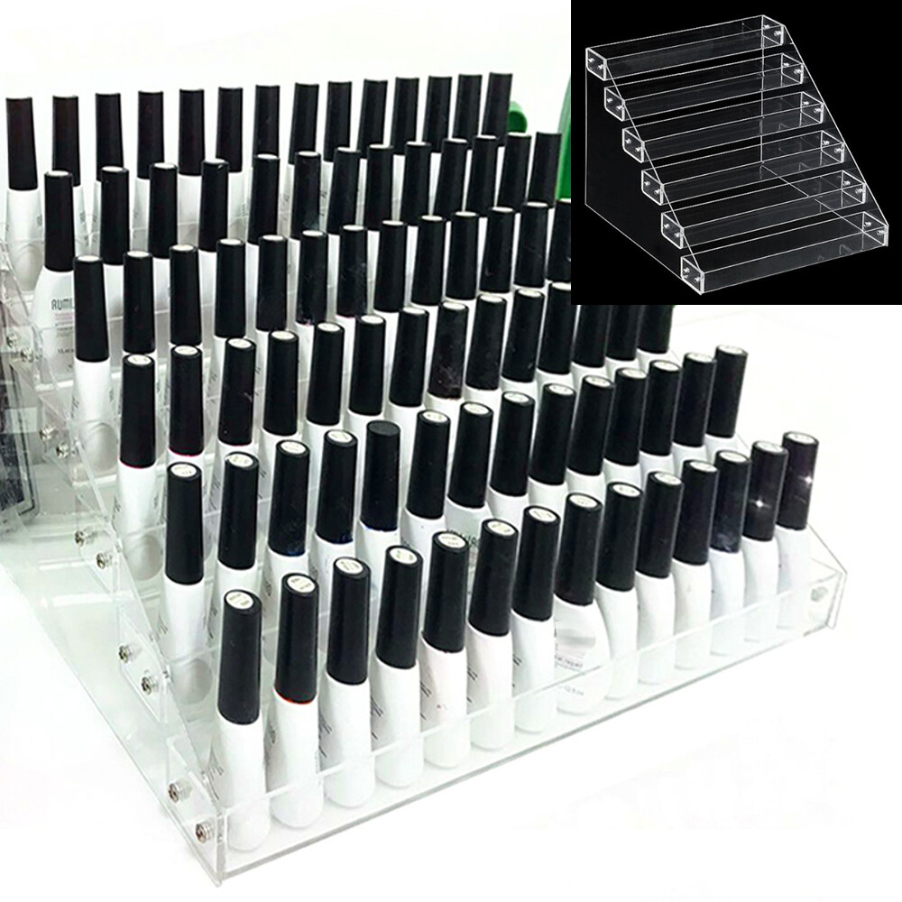 6-Tier Clear Acrylic Rack Perfume Makeup Ladder Display Stand Risers Shelf