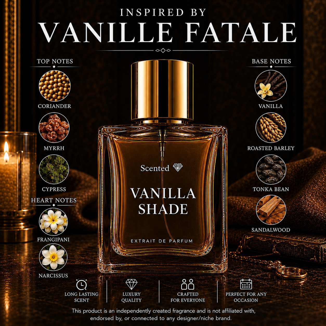 Vanilla Shade Inspired By Vanille Fatale | Choose Your Size | Extrait De Parfum
