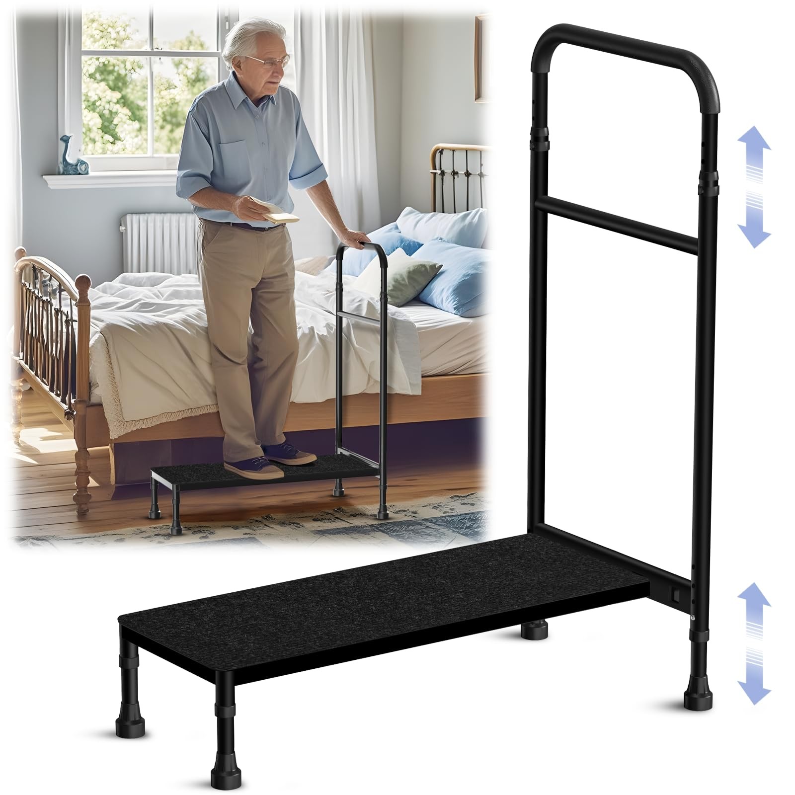 Zylorix 30.5 Long Bedside Step Stool Handle For Elderly Seniors Adults Elderly