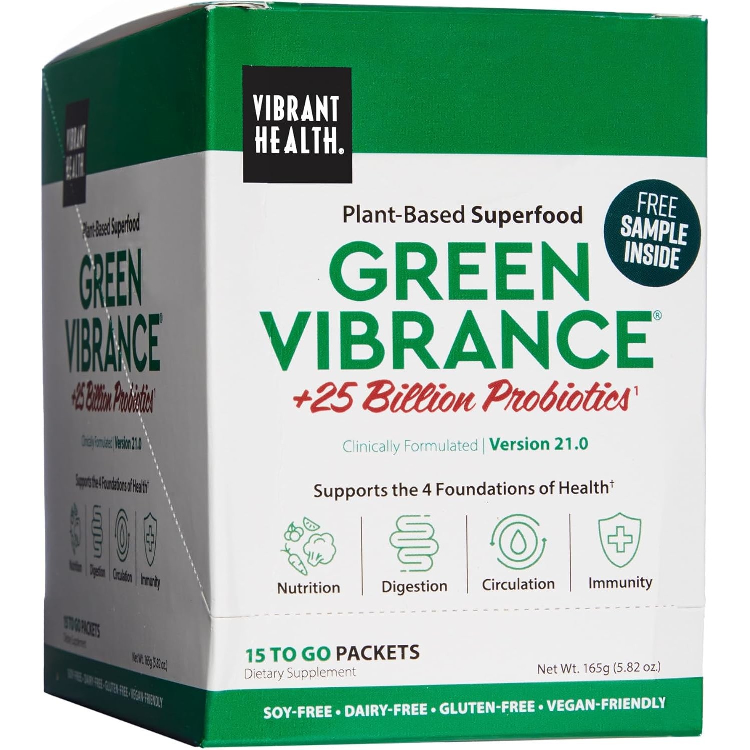 Vibrant Health,Green Vibrance Packets,Vegan Superfood, 15 To Go Packets