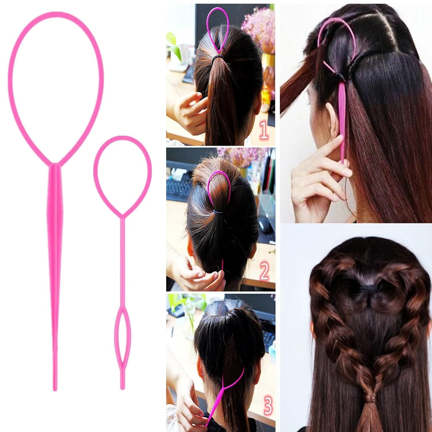 8Pcs Hair Brushes Set with 4Pcs Topsy Hair Tail Tools 1Pcs Bristle Teasing Ha