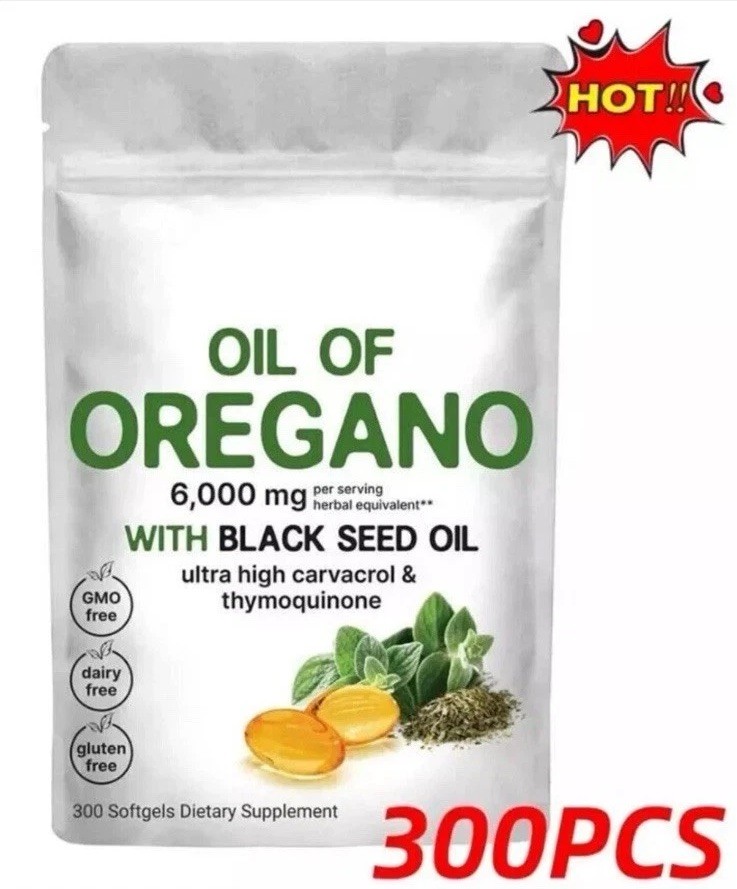2 in 1 Oil of Oregano & Black Seed Softgels Count with Carvacrol,Immune Support