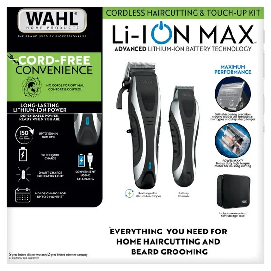 Li-ION MAX Cordless Haircutting & Beard Grooming Kit 17+ Pieces USB-C Charging