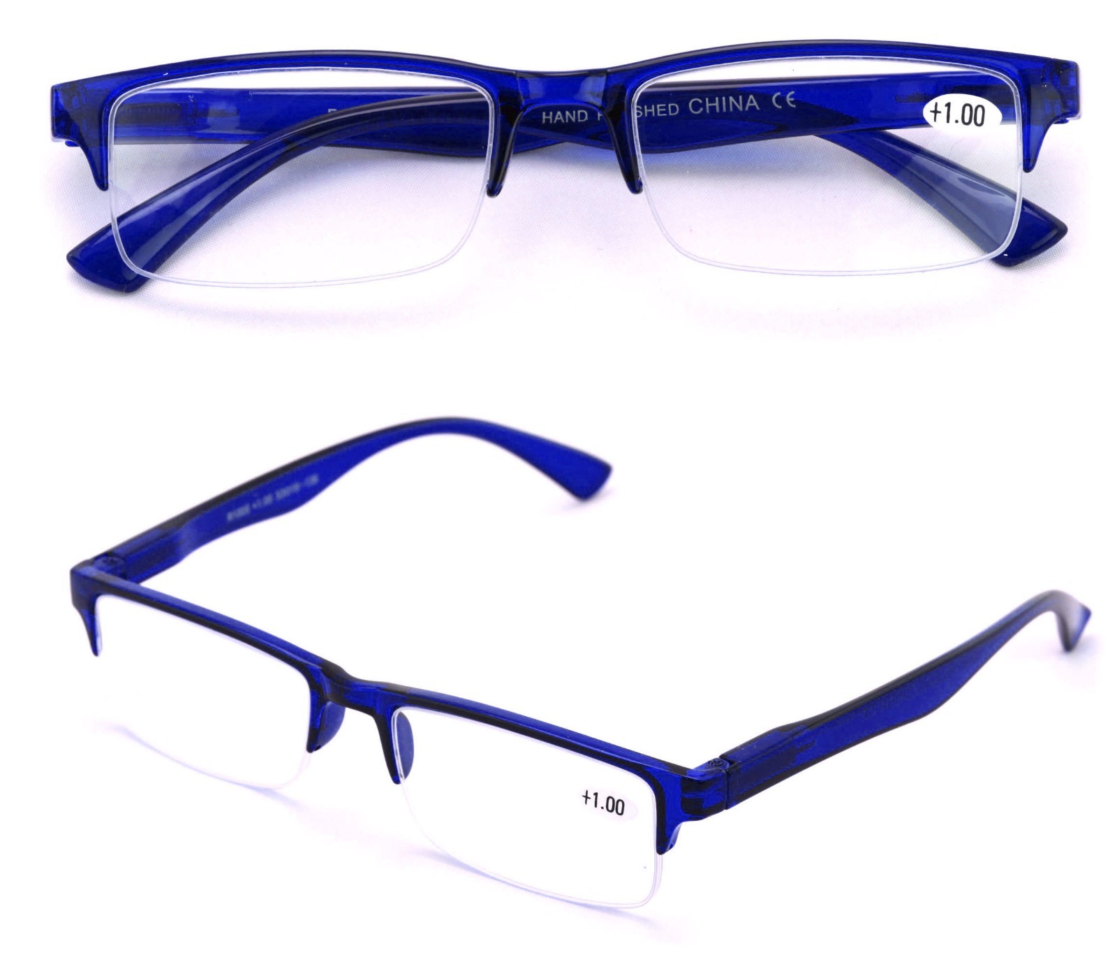 2 Pairs Rectangular Half Rim Reading Glasses – Simple Classic Reader