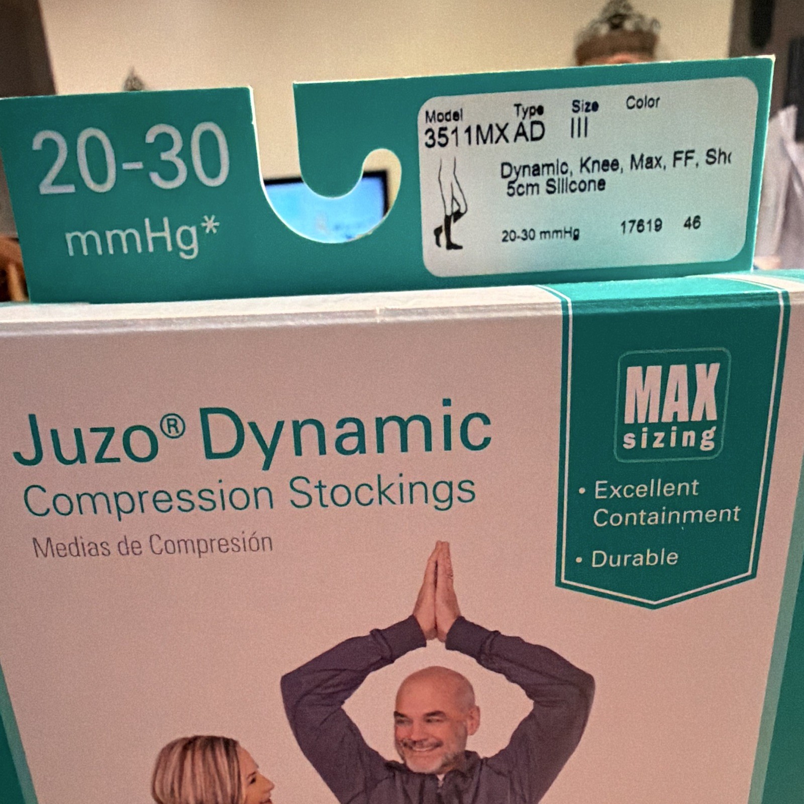Juzo Dynamic Knee High Compression Stockings 20-30 mmHg Beige Latex Free