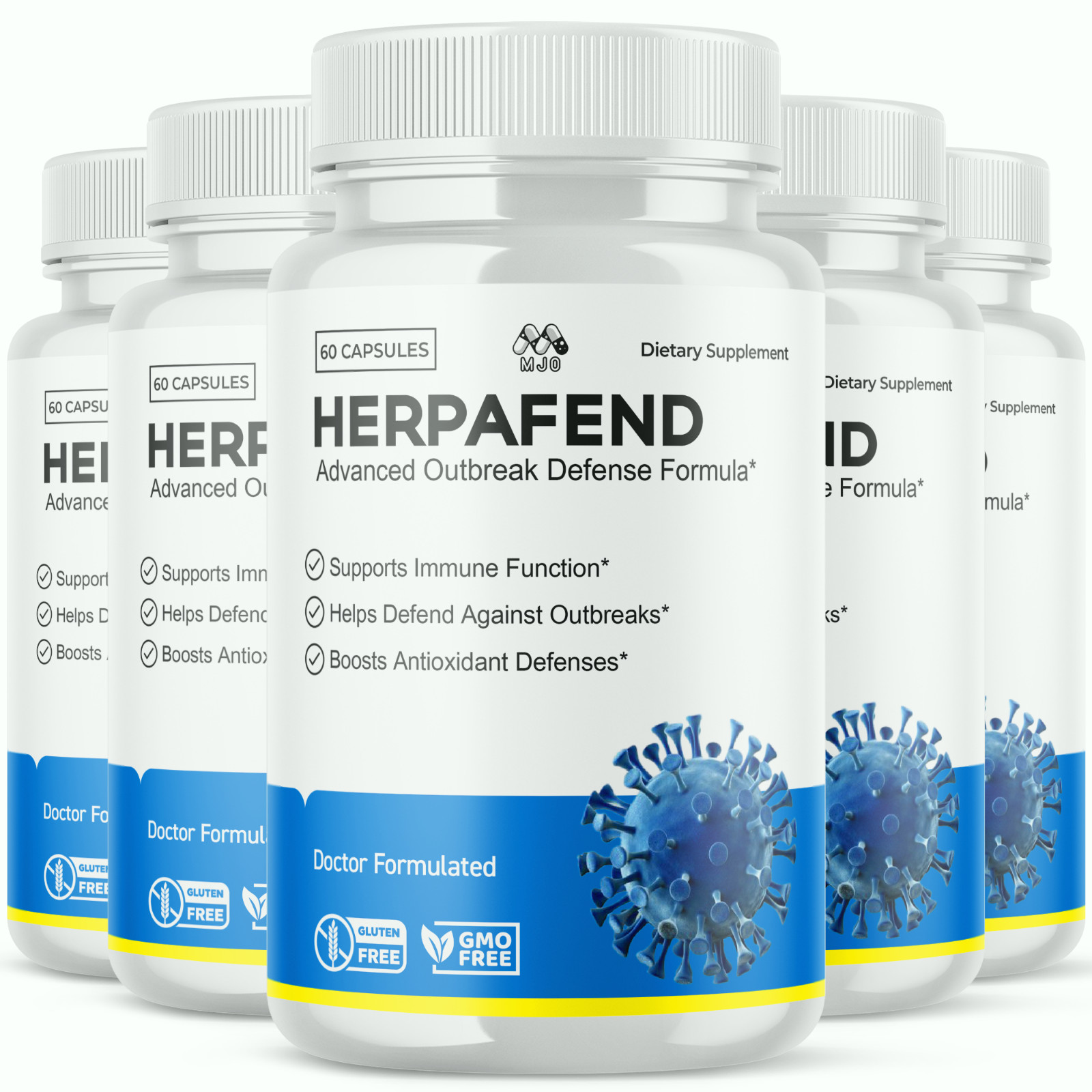 (5 Pack) Herpafend Advanced Formula Skin Health, Herpa Fend Pills (60 Capsules)