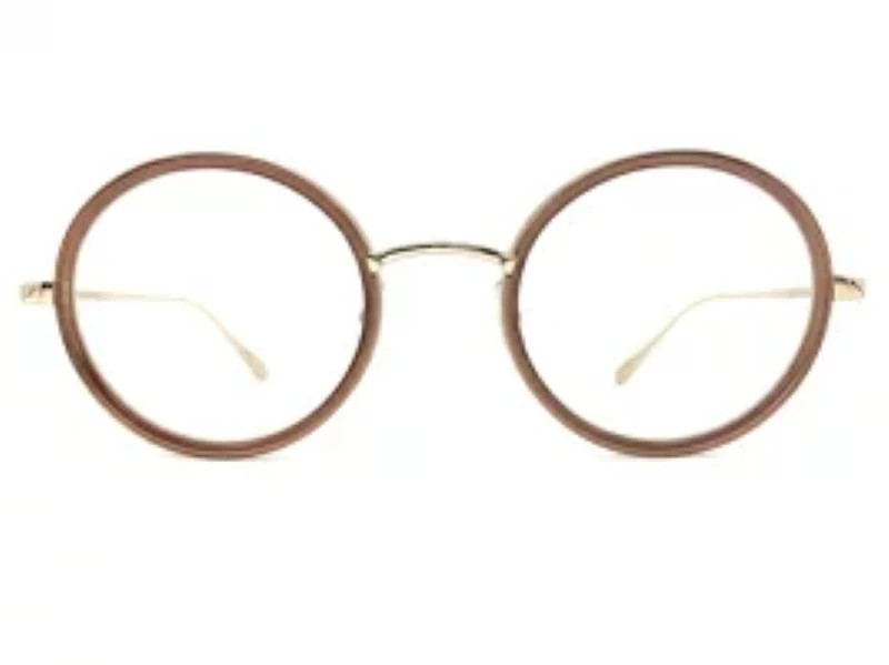 Garrett Leight GLCO Playa Round Eyeglasses 48mm Brown Combination Frame Metal