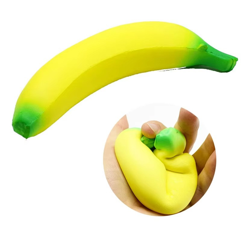 Jumbo Squishy Banana Stress Relief Toy Slow Rising Squeeze Fidget Yellow