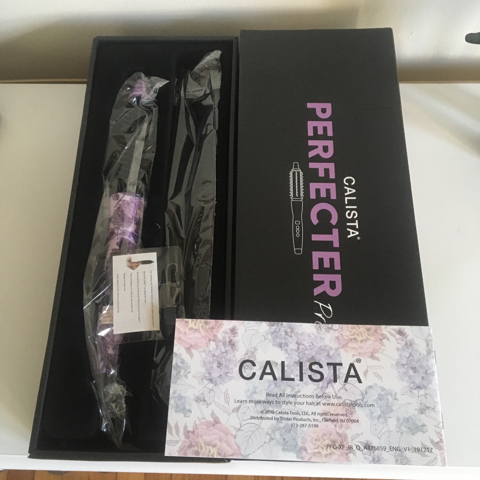 Calista Perfecter Pro Heated Round Brush 1/2 Purple Floral Great For Short Hair