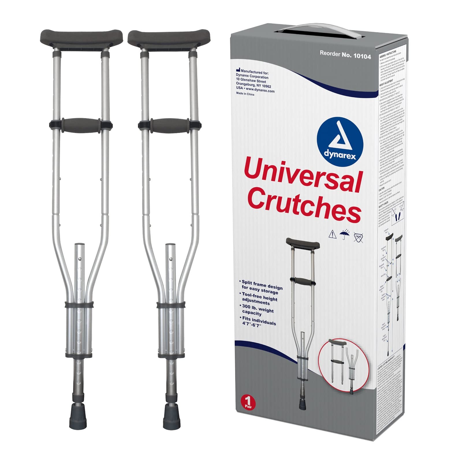 Dynarex Adjustable Aluminum Crutches Universal