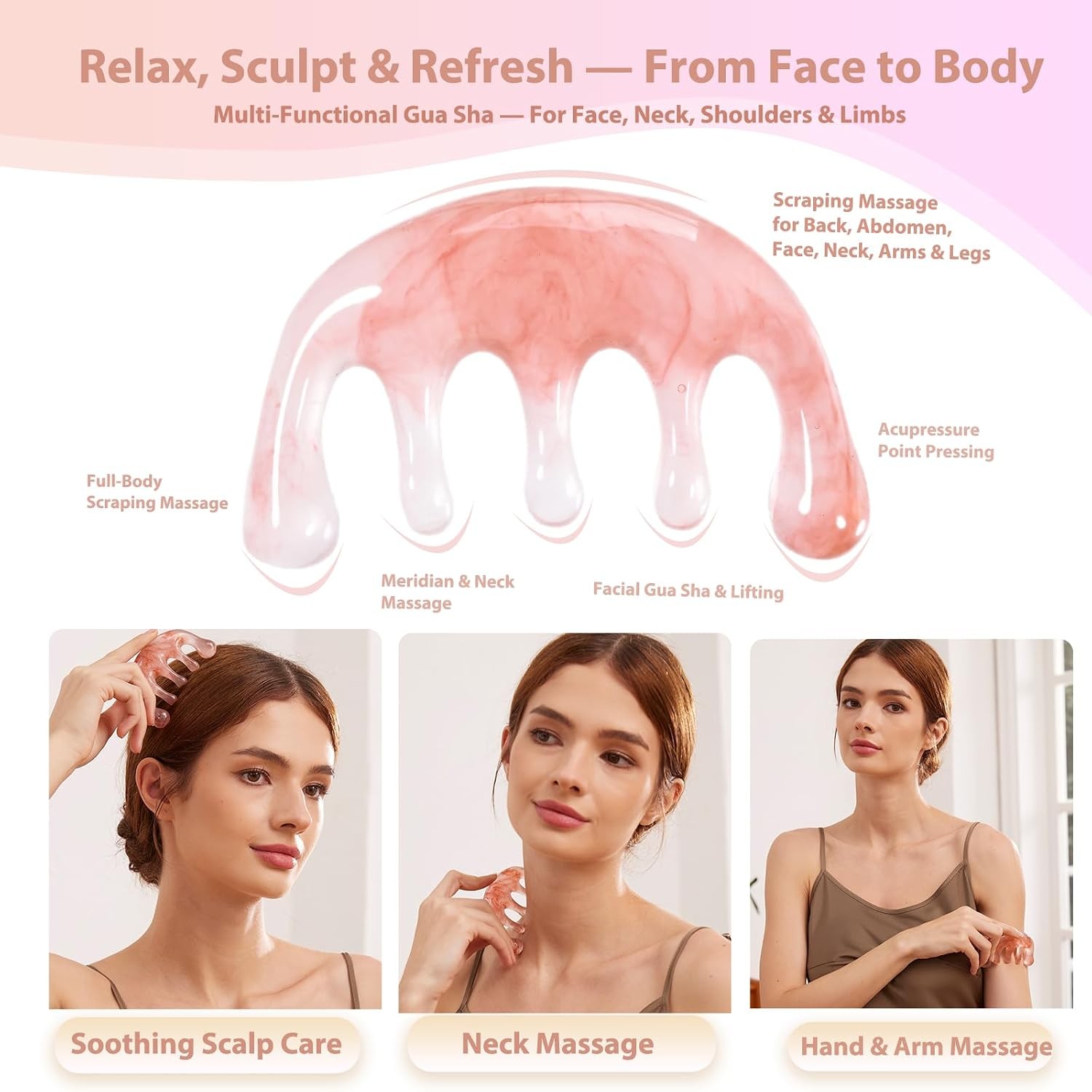 3pcs Scalp Massage Tool Head Massager Gua Sha Comb for Face/Neck/Body/Eye