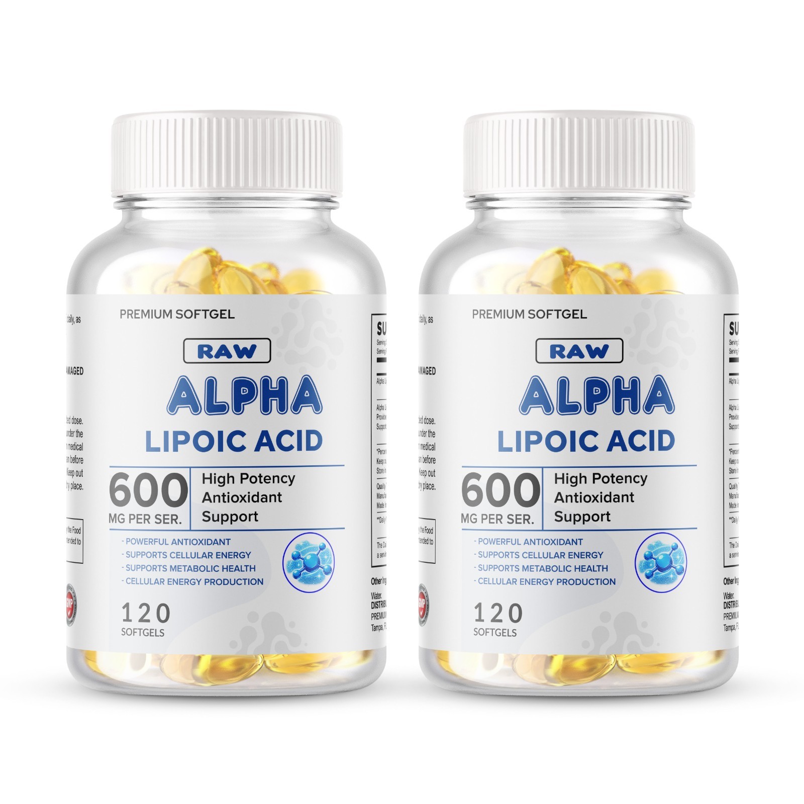 Alpha Lipoic Acid – 600mg Per Serving – 240 Softgels 2 Bottles 120 Each