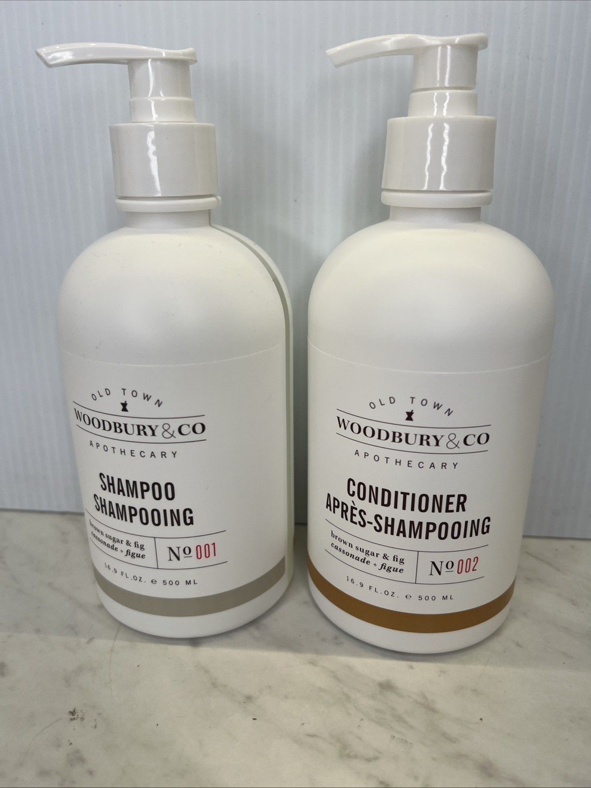 2 Bottles Woodbury & Co. SHAMPOO & CONDITIONER Set 16.9oz Brown Sugar & Fig