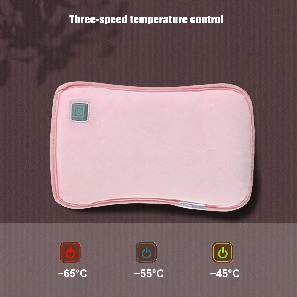 ELECTRIC RECHARGEABLE HOT WATER BOTTLE GREY BED HAND WARMER MASSAGING HEAT PAD