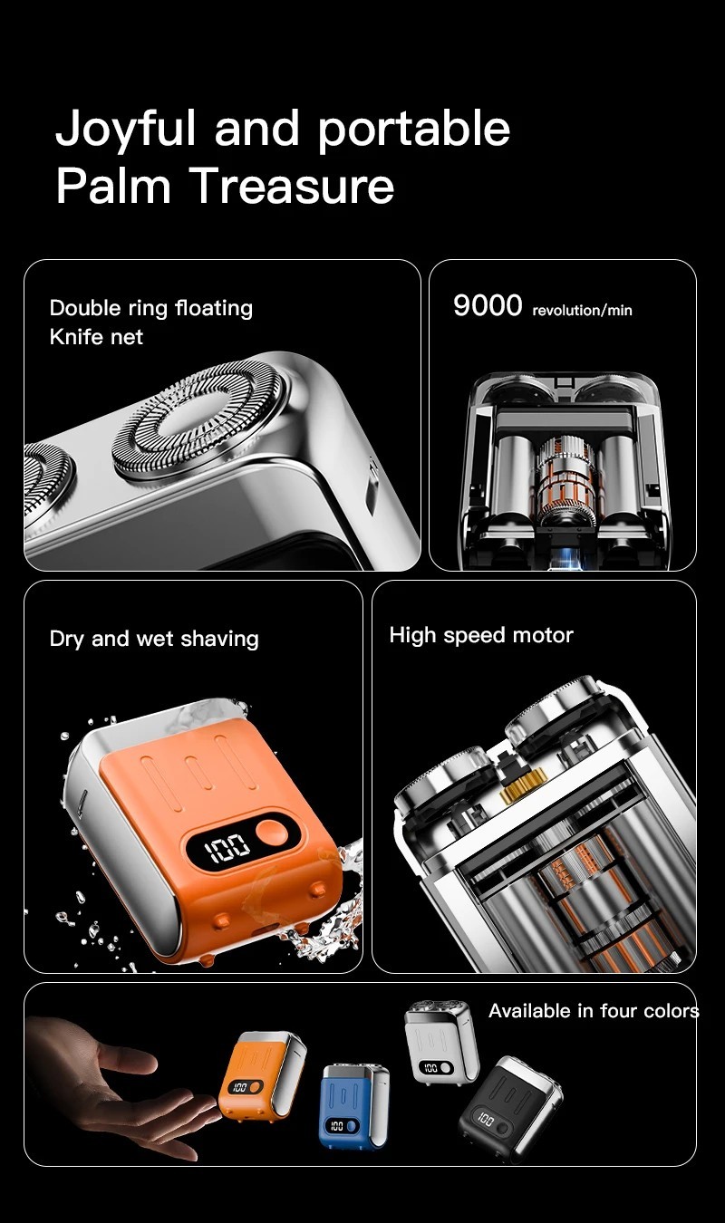 Mini Electric Shaver USB Rechargeable Dual Blade Beard Trimmer LED Display Razor
