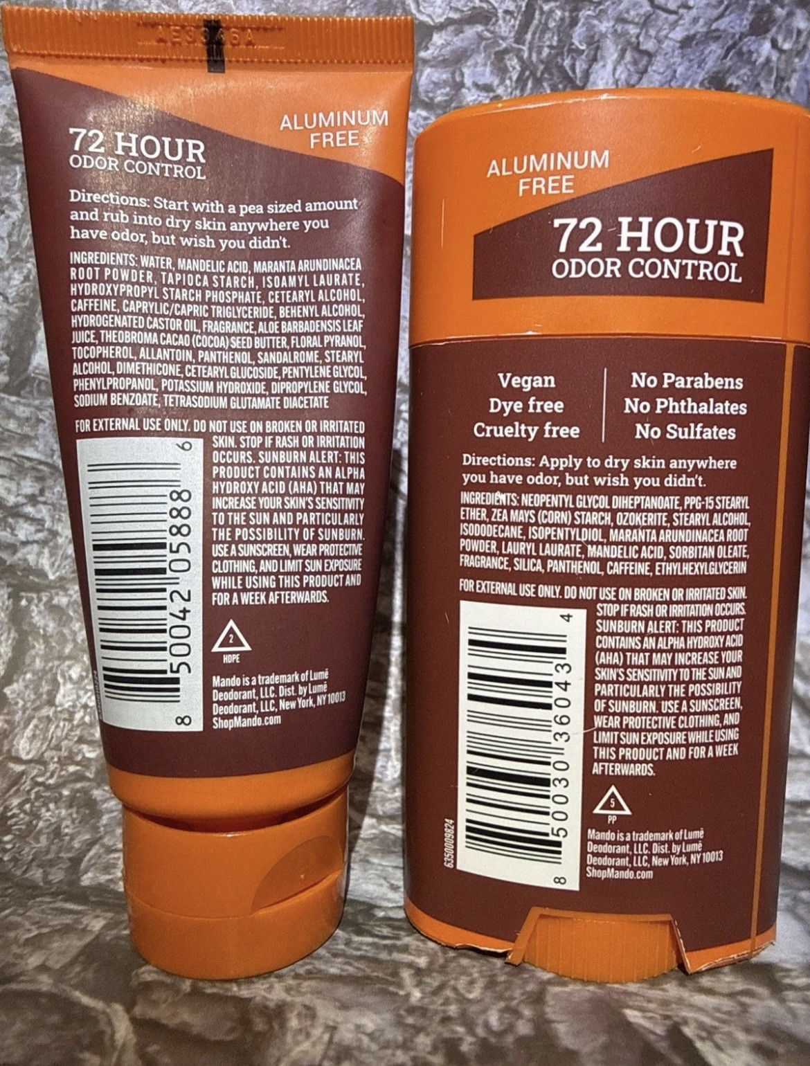 2 Mando Deodorant Bourbon Leather Cream + Solid FULL SZ NEW SEALED