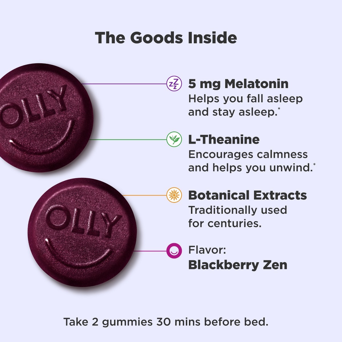 OLLY Extra Strength Sleep Multivitamin Gummies – Blackberry Zen – 90ct