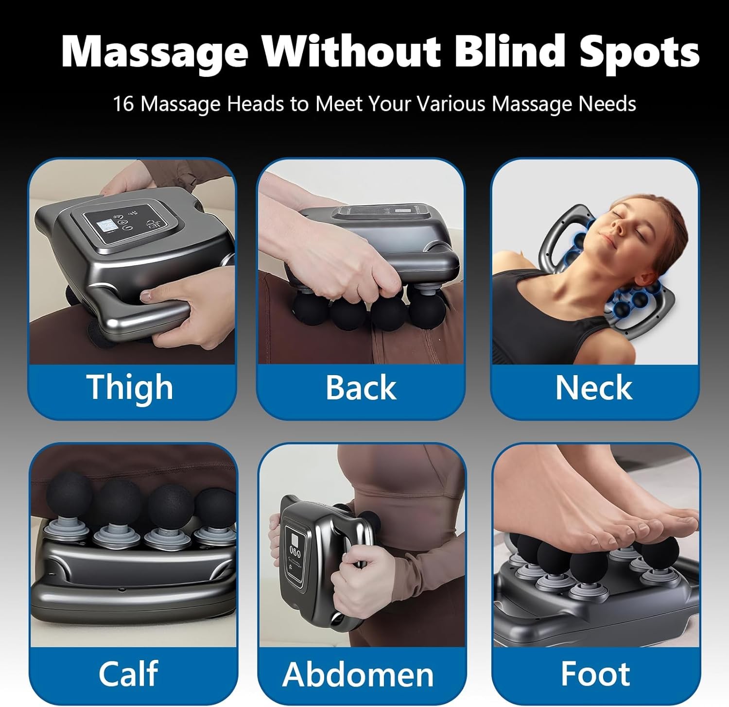 16 Head Massage Gun Deep Tissue Massager 9 Modes 99 Speed Levels Muscle Relax