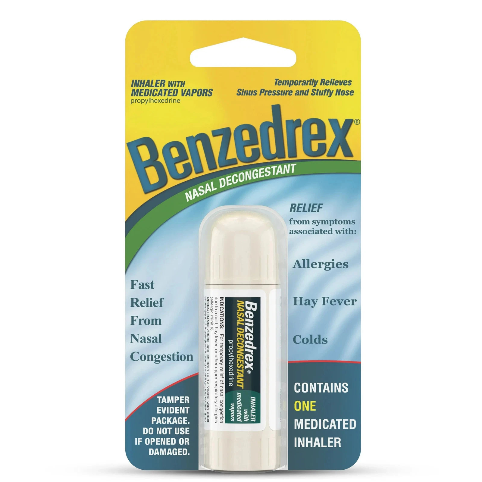 Benzedrex Nasal Decongestant Inhaler Sinus & Stuffy Nose Relief 1 Ct Pack of 24