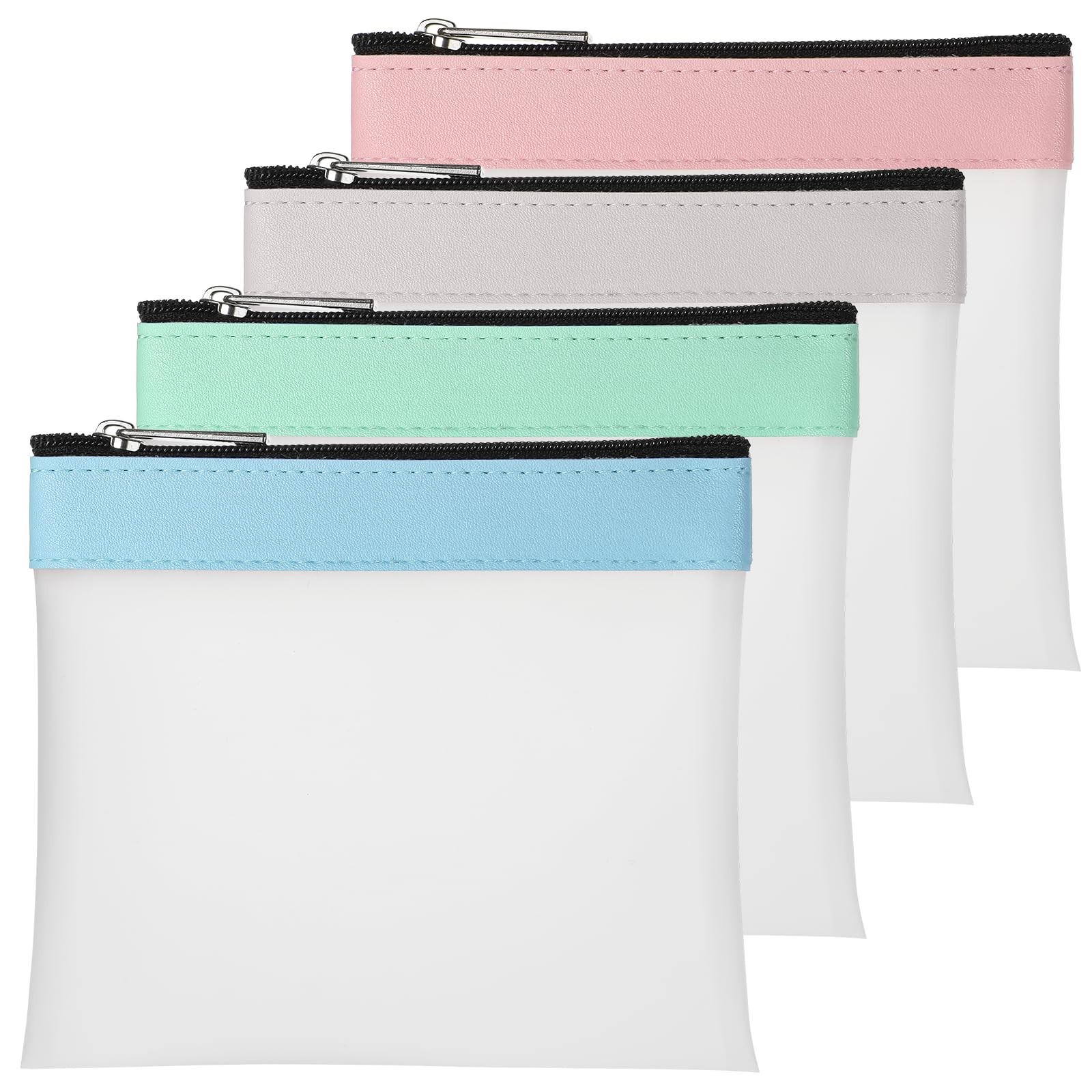 Dplolng 4 Pcs Clear Makeup Bag, 4.9×4.5 Inch Waterproof Zipper Multicolor