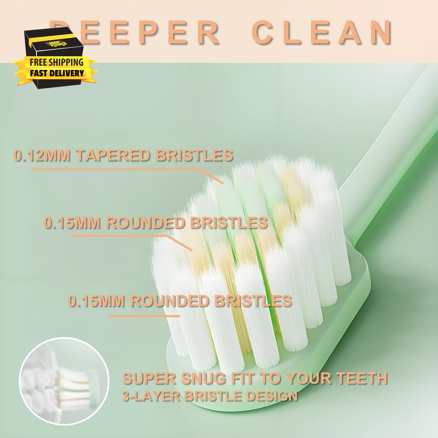 Ultra-Soft Toothbrushes, Thin Wide Head, 3-Layer Tapered Bristles, 6 Pack | for
