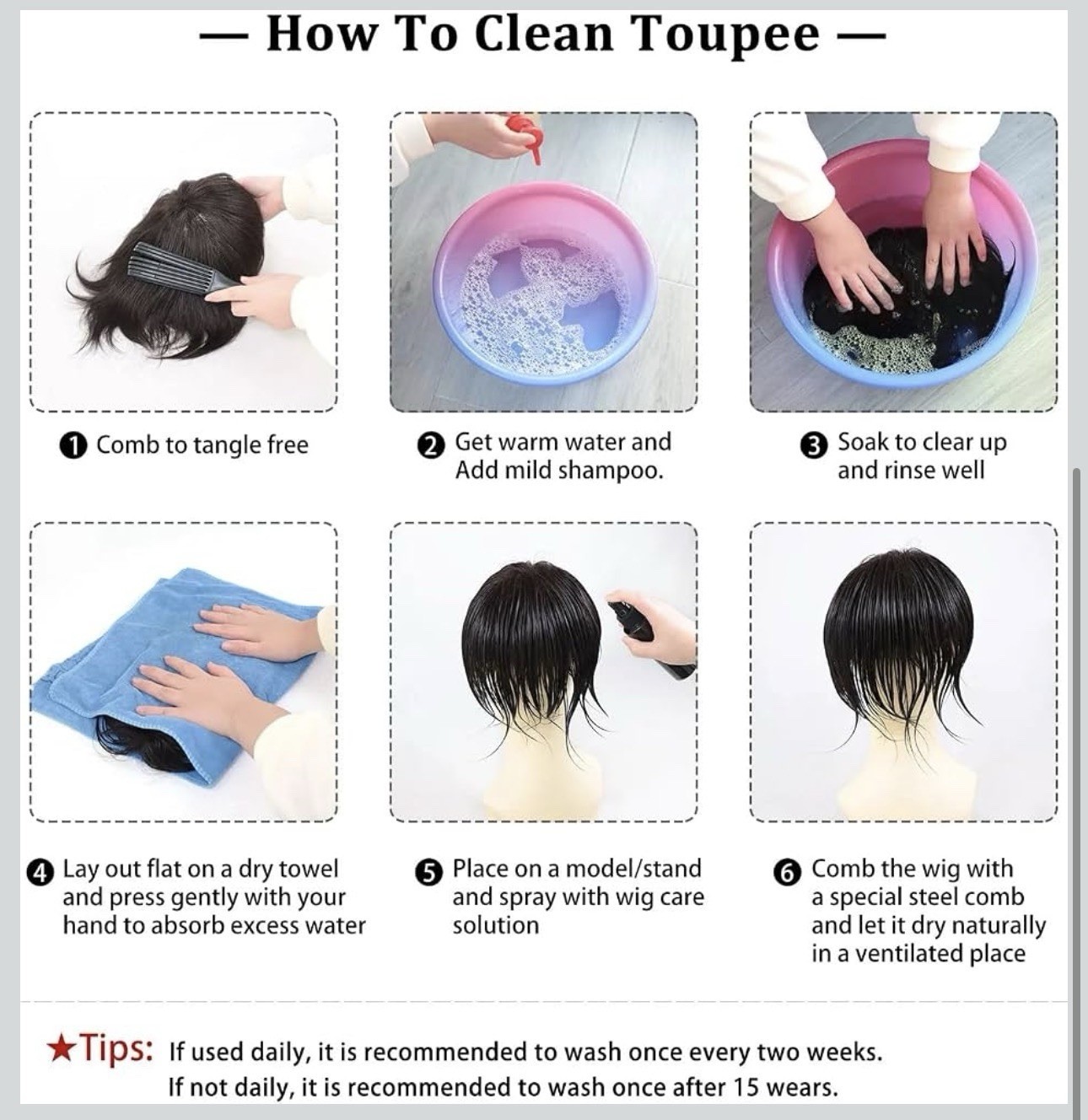 Mens Toupee Human Hair Systems Full Poly Thin Skin Hair Piece Replacement System