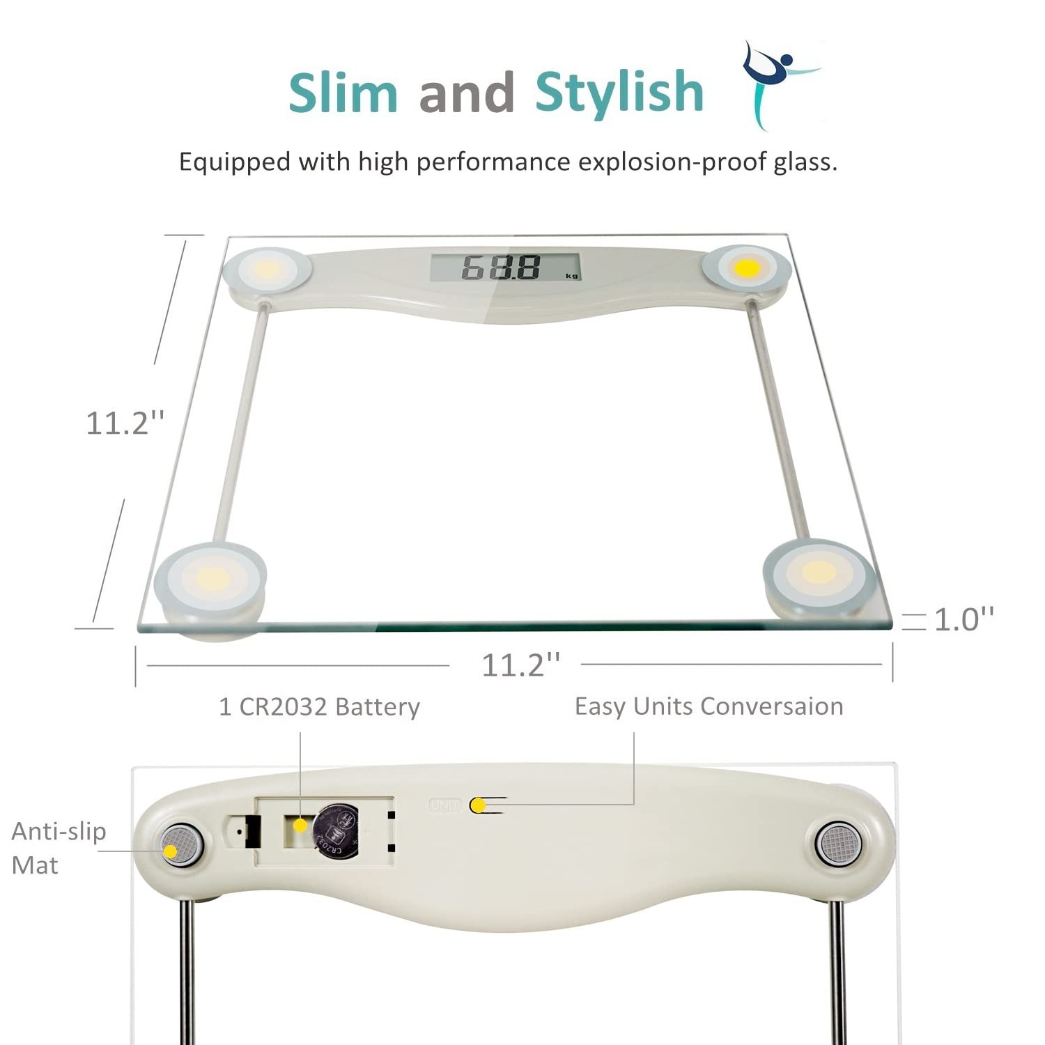 Digital Bathroom Scale for Body Weight, Precision Weighing Scale for Weight L…