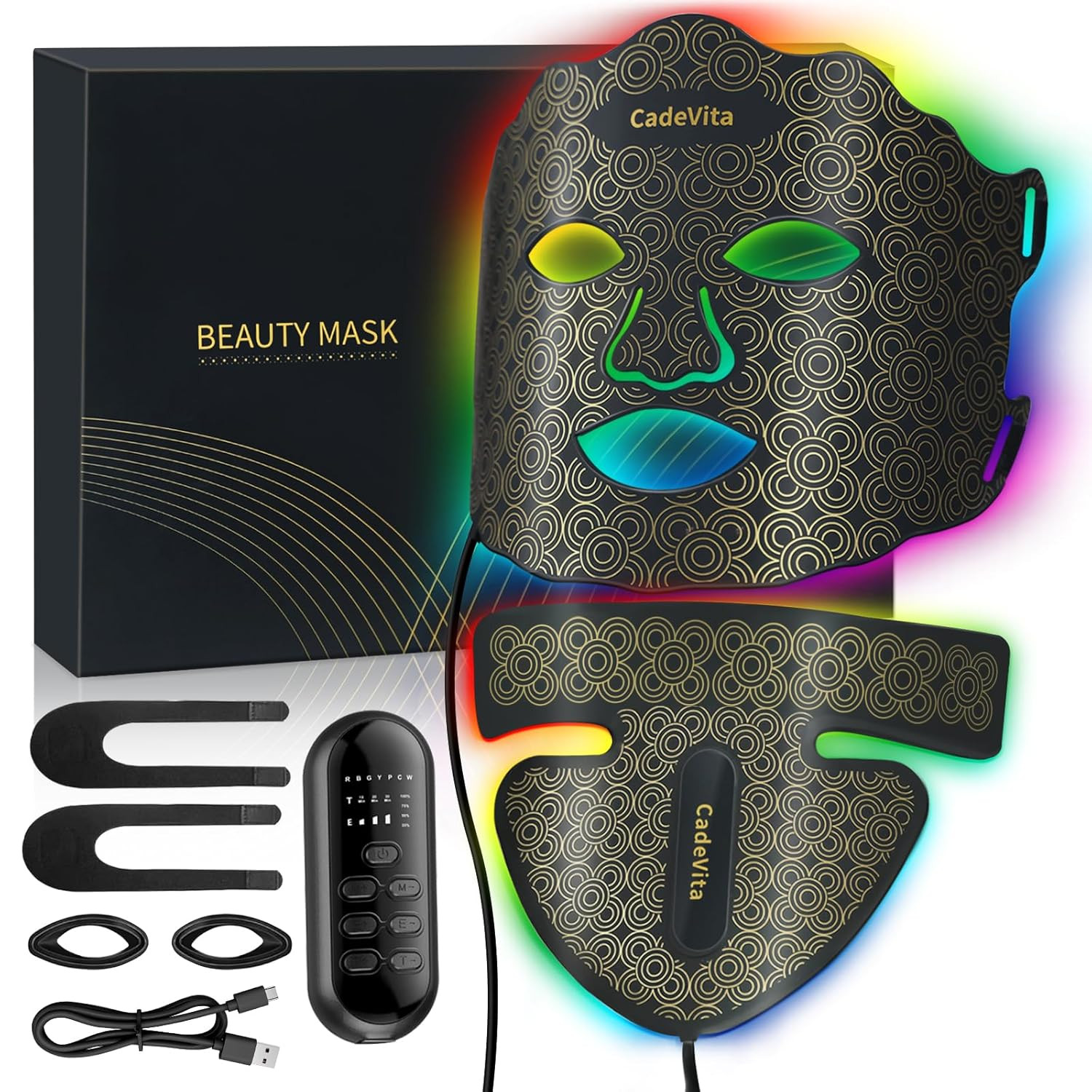 7-Color LED Red Light Therapy Mask for Face & Neck – Rechargeable & Portable