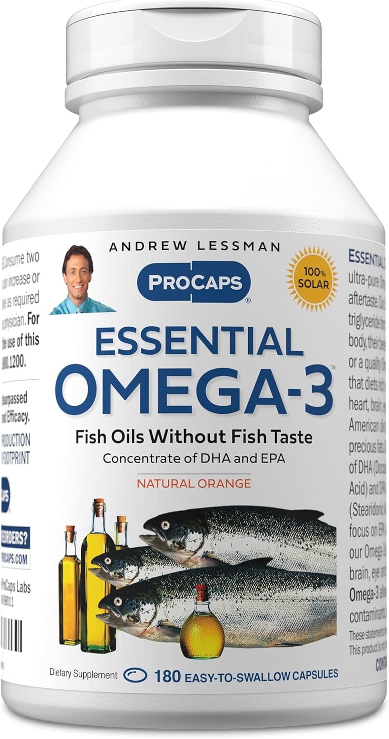 ANDREW LESSMAN Essential Omega-3 Orange – 180 Softgels – Ultra-Pure, High Pote