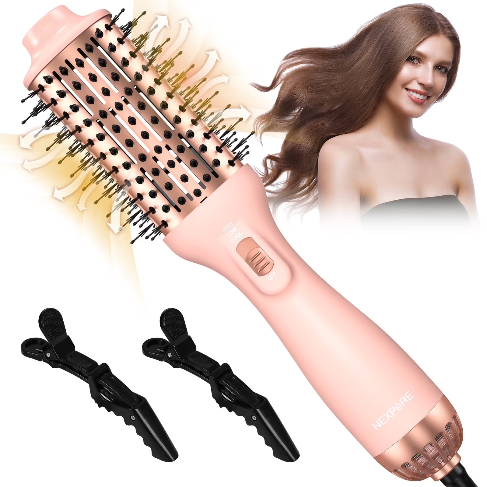 4-in-1 Hair Dryer Brush for Thick Hair Hot Air Volumizer & Anti-Frizz Styler