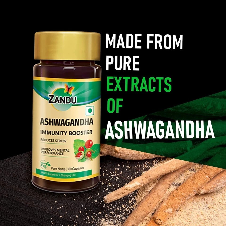 Zandu Ashwagandha Capsules Pack 2 | Immunity & Strength Boost 60×2