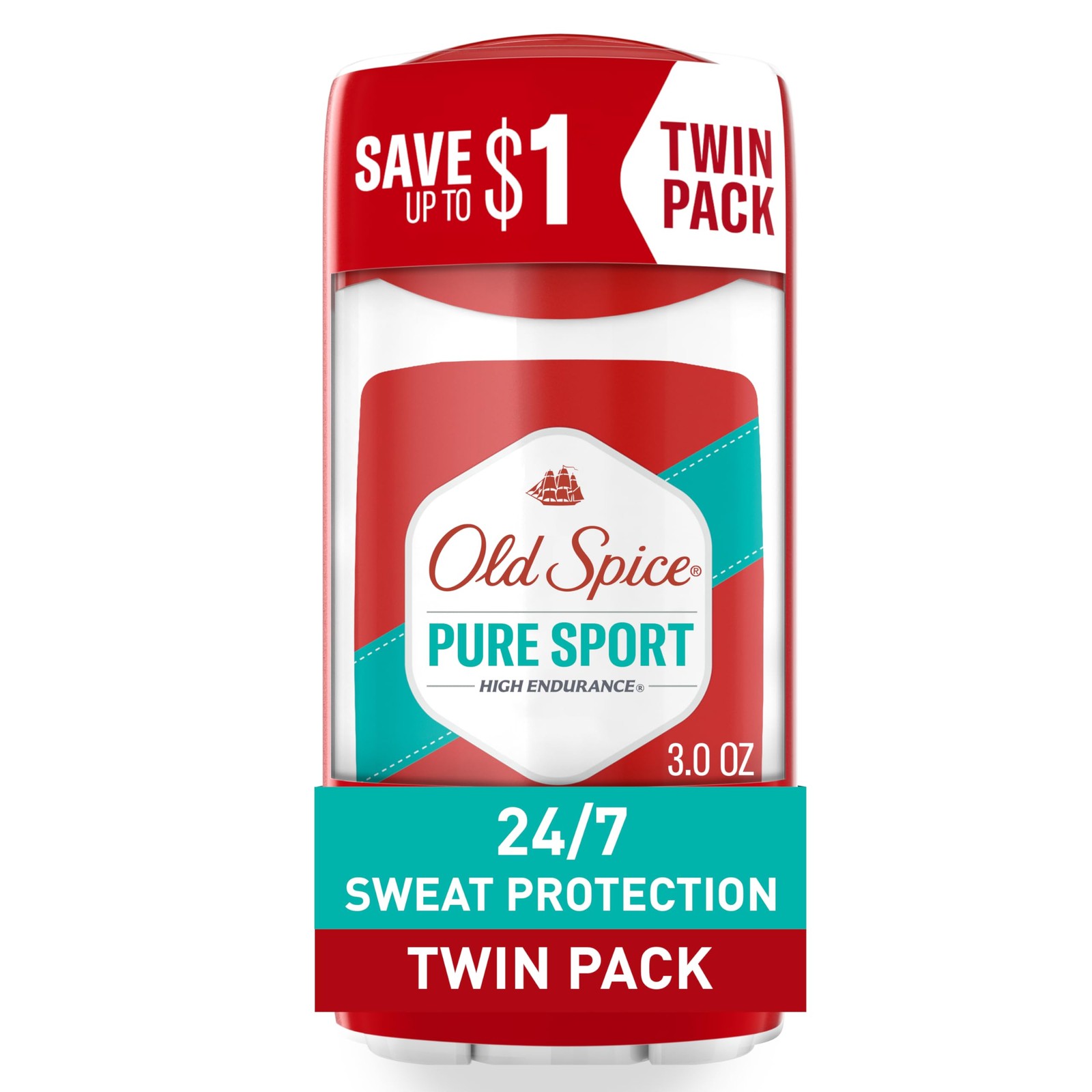 Old Spice Antiperspirant Deodorant For Men, High 3 Ounce (Pack of 2), RED