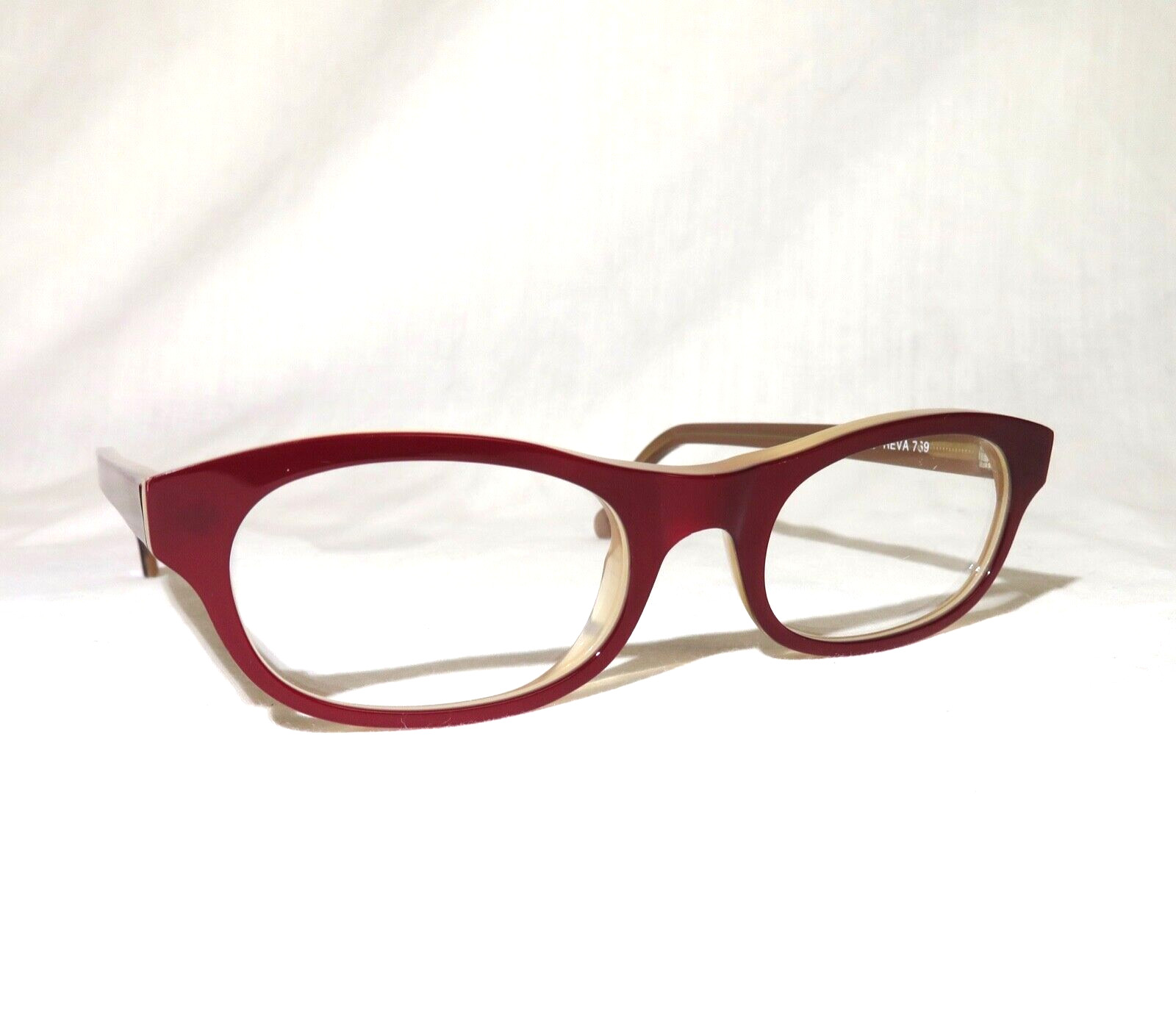 New LA Eyeworks NOS eyeglasses, model REVA 759, Red Delta plastic frames