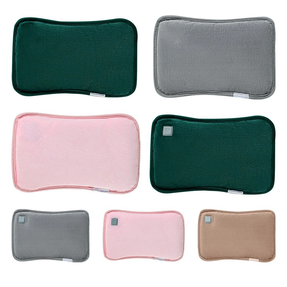 ELECTRIC RECHARGEABLE HOT WATER BOTTLE GREY BED HAND WARMER MASSAGING HEAT PAD