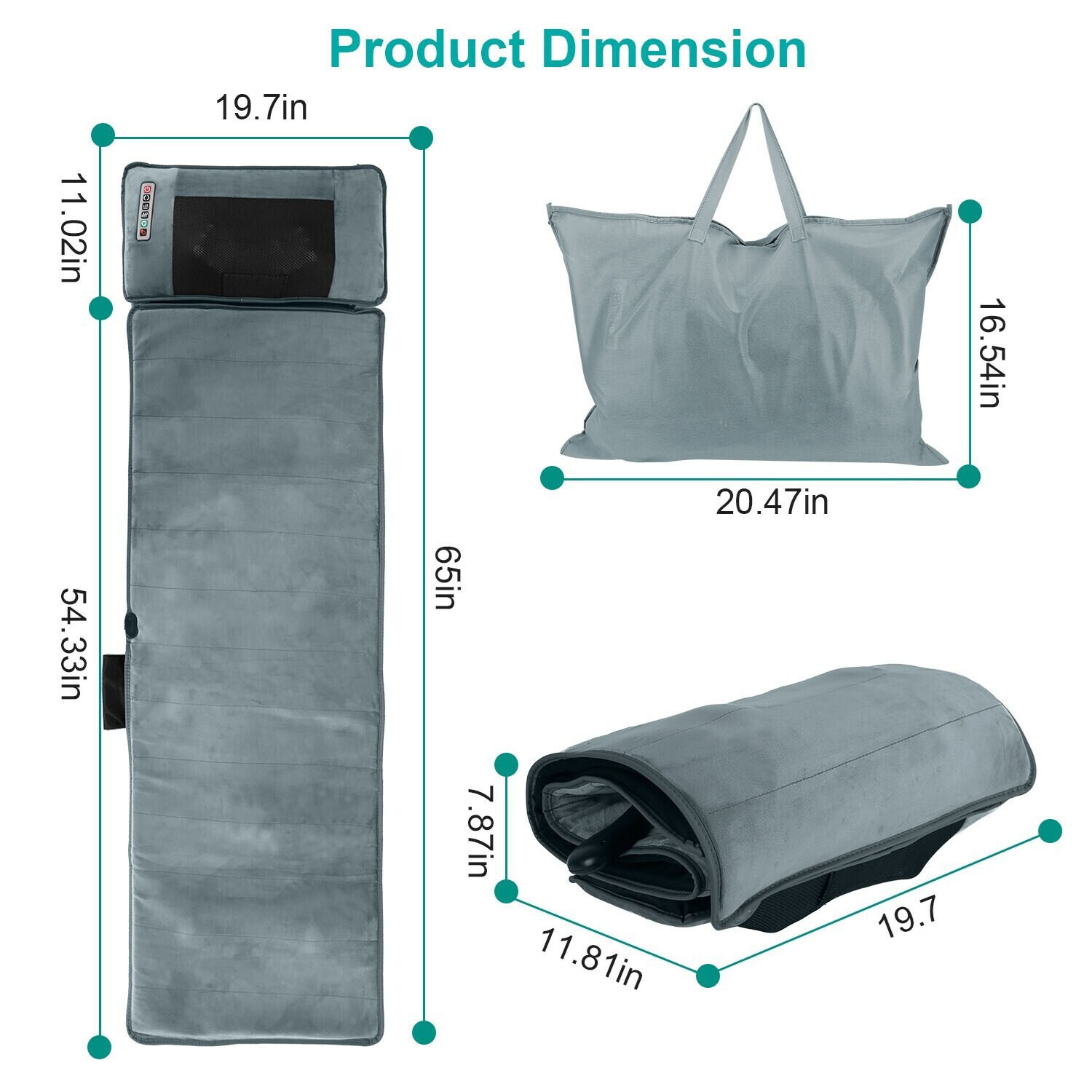 Full Body Electric Massage Mat w/Heat Vibration Massage Pad Cushion Back Massage