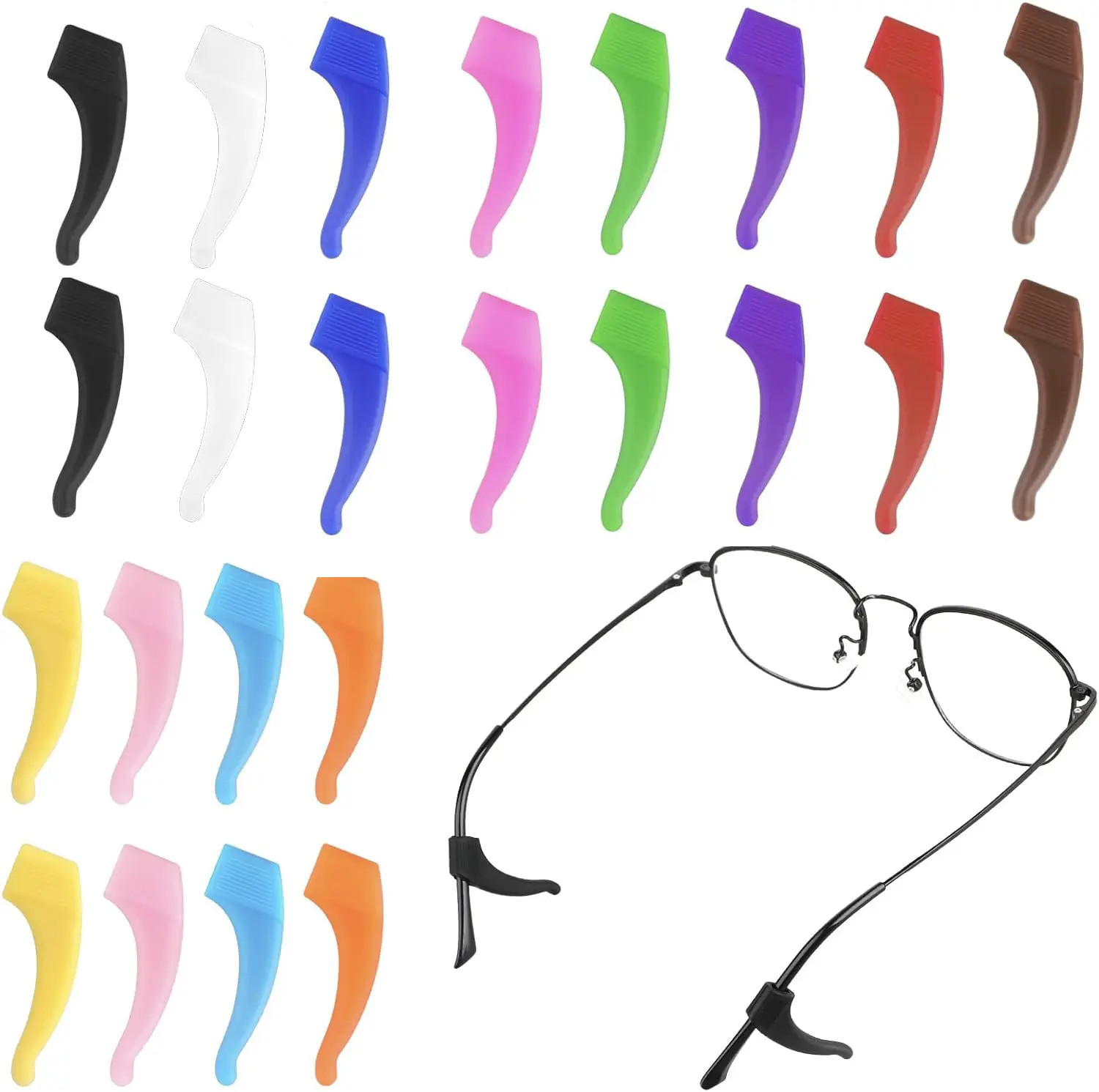 12Pack Stretchy Durable Silicone Ear Grips Universal Sports Eyewear Holders