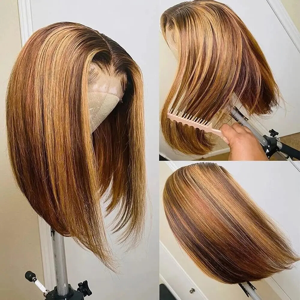 Short Wigs Hair Machine Made Bob Wigs Straight Full Cuticle Aligned Short