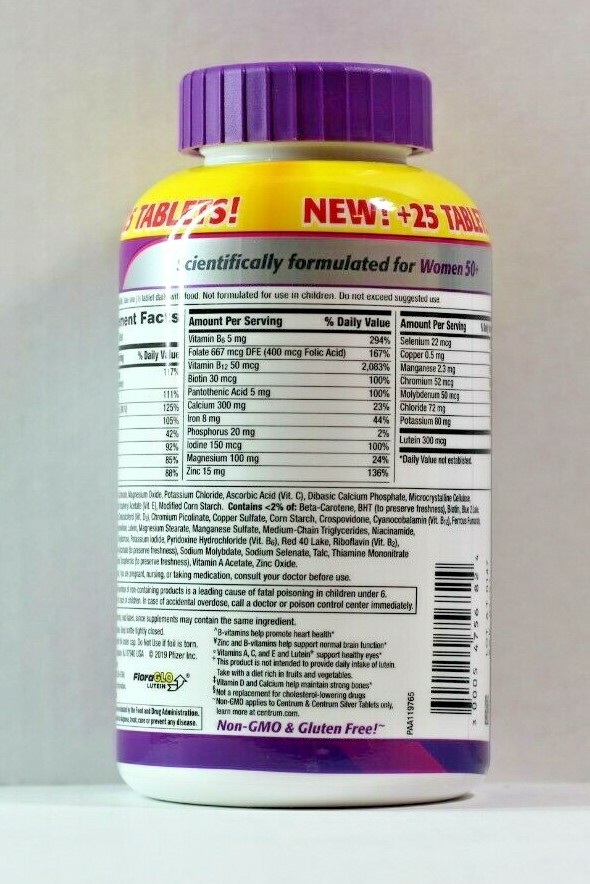 Centrum Silver Multivitamin Multimineral Supplement for WOMEN 50+, 275 Tablets