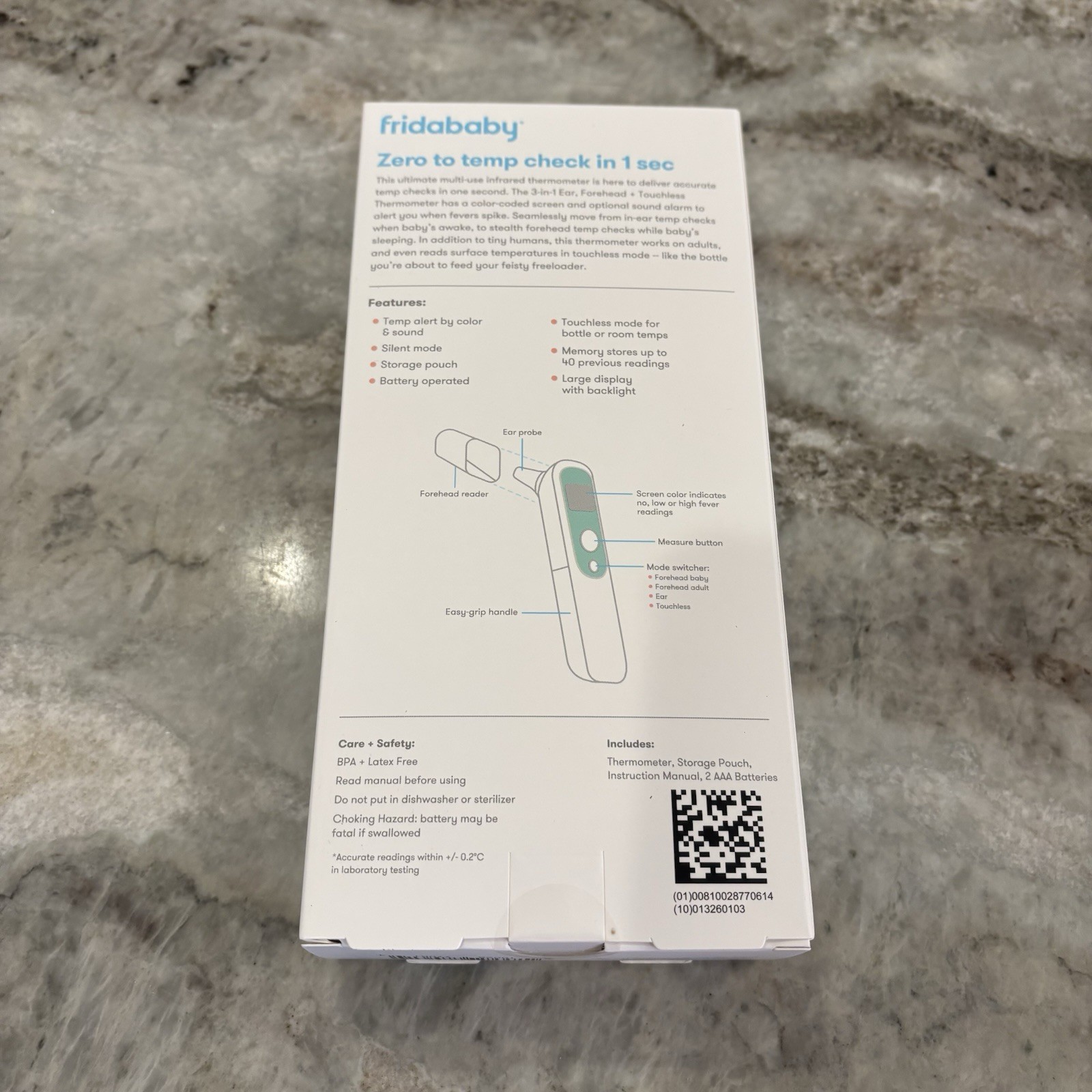 Fridababy 3-in-1, Ear Forehead Touchless Thermometer White Teal
