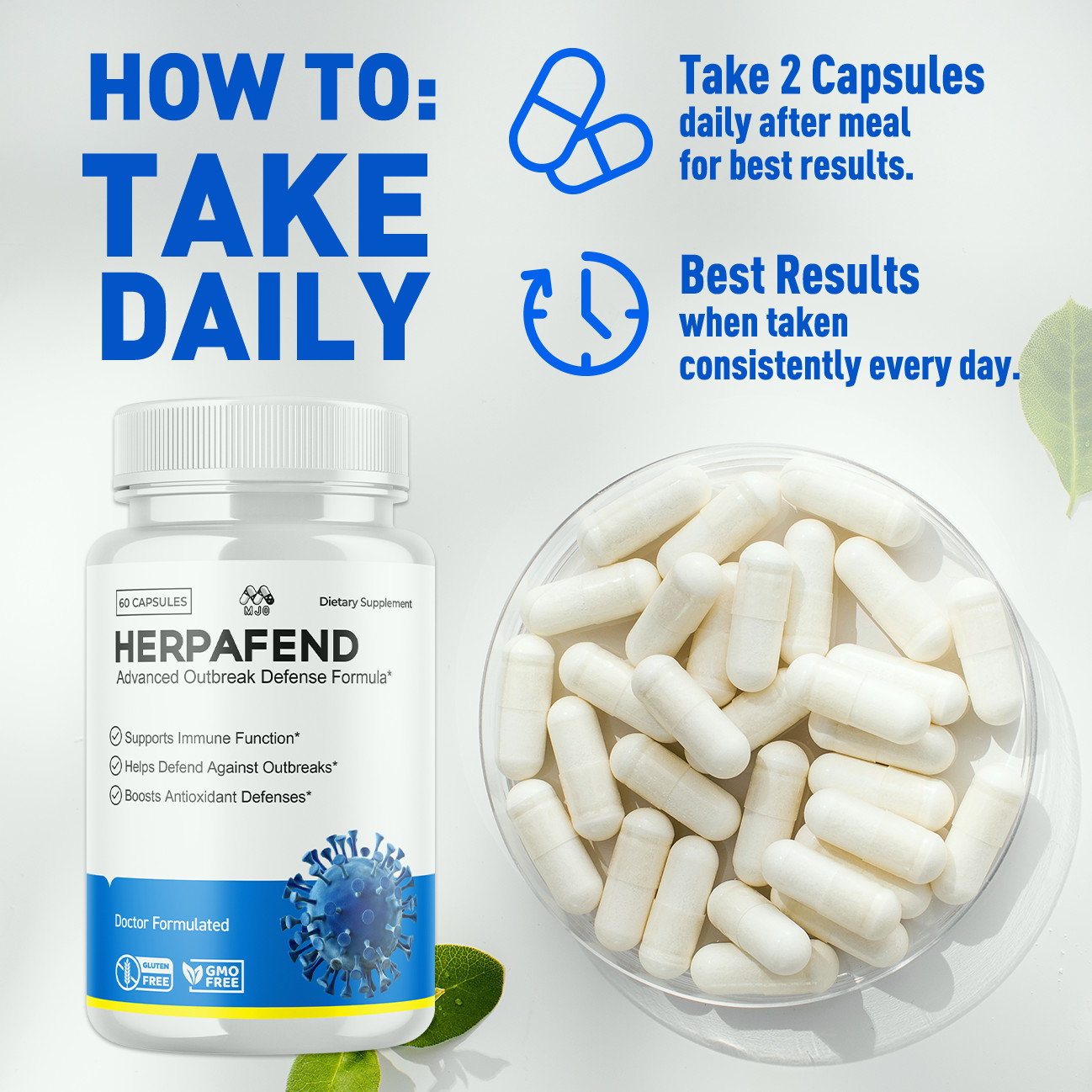 (5 Pack) Herpafend Advanced Formula Skin Health, Herpa Fend Pills (60 Capsules)