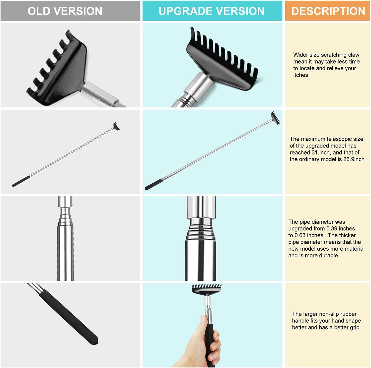Flanker-L 2 Pack Oversized Portable Extendable Back Scratcher Upgraded Metal